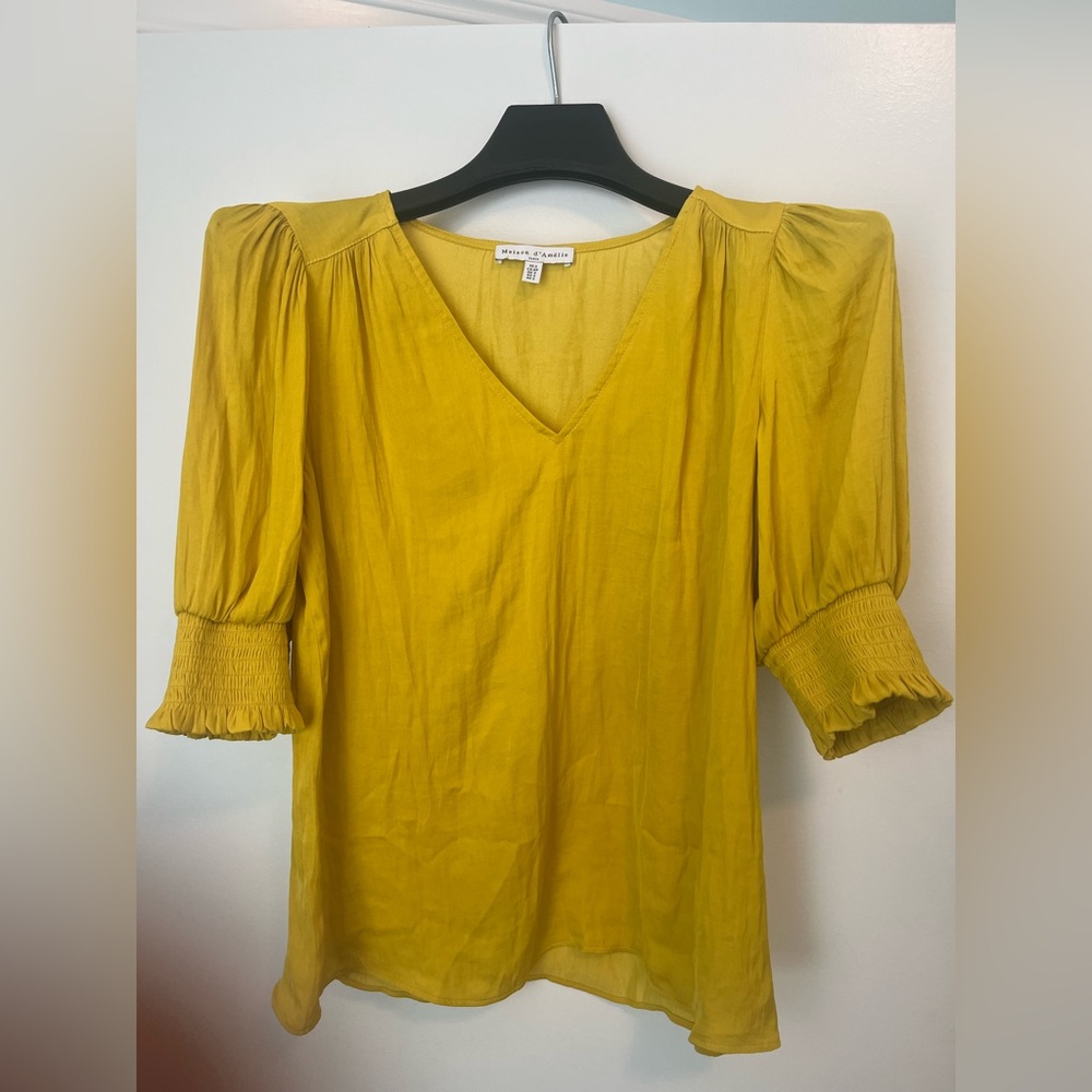 Mustard Yellow Short Sleeve Blouse